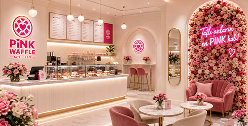 Pink Waffle bayilik mağaza iç mimari konsepti